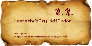 Mesterházy Nándor névjegykártya